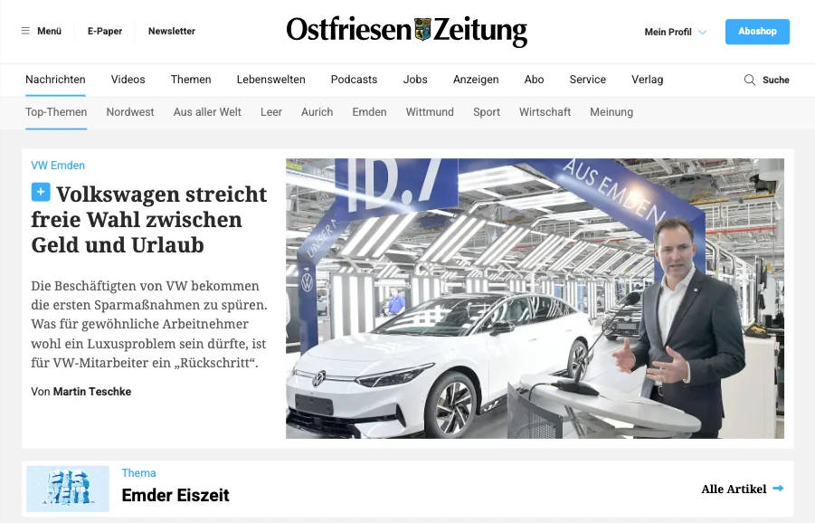 Online Artikel der Ostfriesen Zeitung