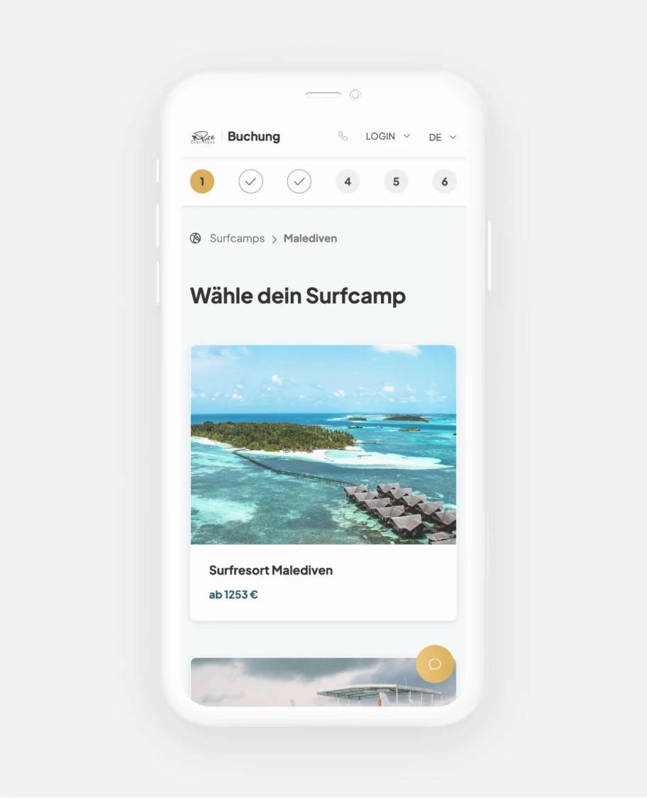 Ein Smartphone auf dem das Buchungssystem von PSC zu sehen ist.