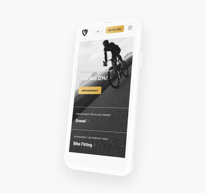 Darstellung der CSBikes Website auf ein Smartphone