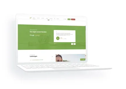 Ein Laptop-Mockup stellt die Website der NV Versicherung VVaG dar