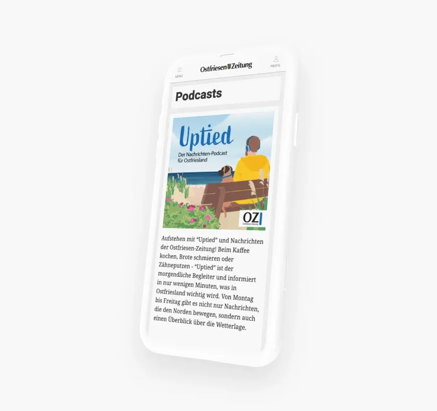 Ein Smartphone Mockup stellt die mobile Ansicht von der Ostfriesen-Zeitung dar
