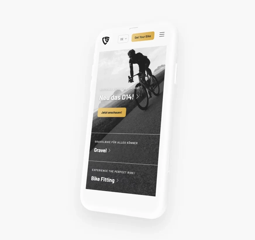 Darstellung der CSBikes Website auf ein Smartphone
